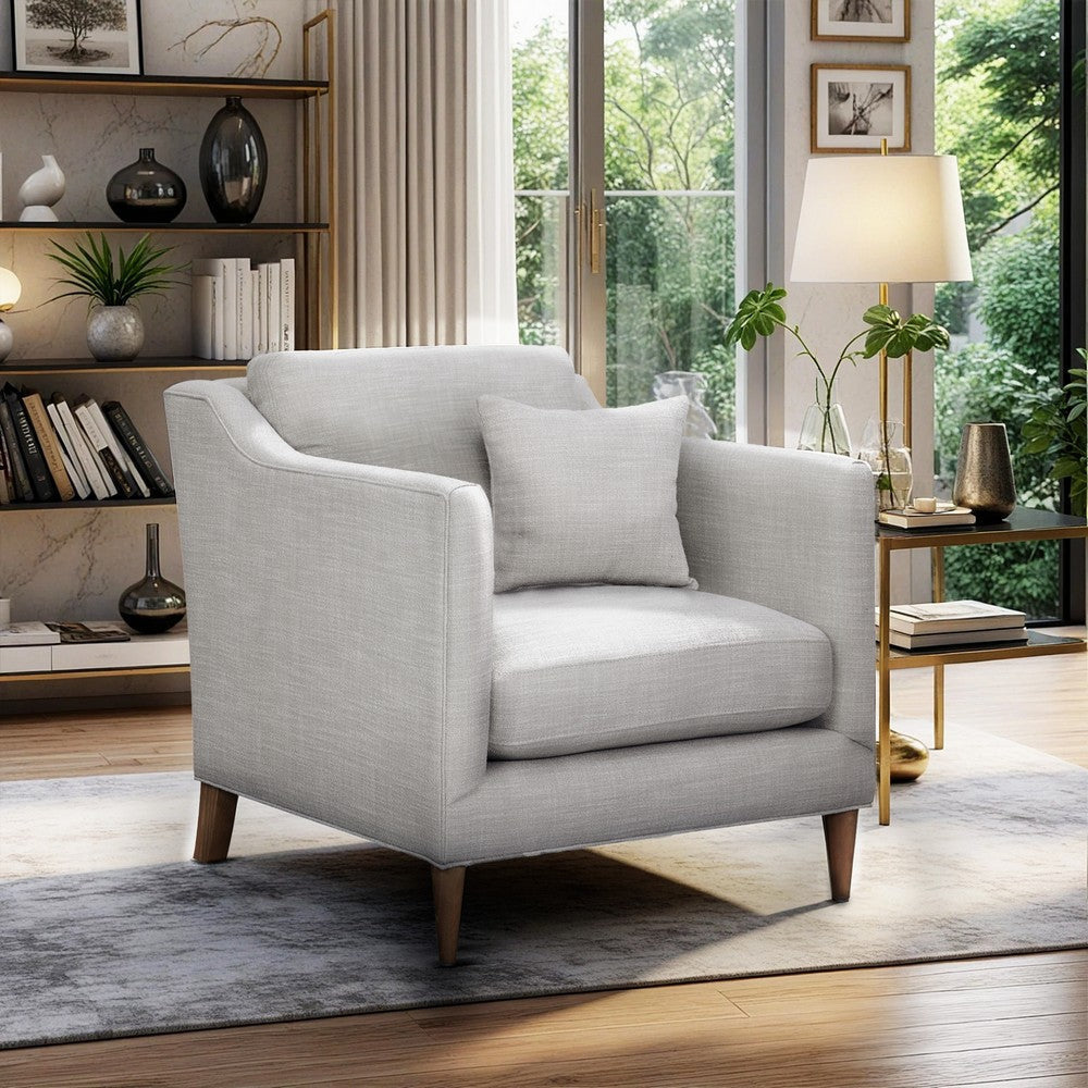 Accent Chair, 1 Pillow, Track Arms w Removable Cushions, Beige