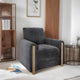 Accent Recliner, Dark Gray Polyester, Foam, Solid Oak Wood Legs