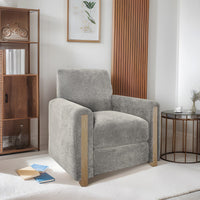 Accent Recliner, Gray Polyester, Foam, Solid Oak Wood Legs