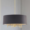 5-Light Dimmable Chandelier, Black Shade, Adjustable Height, Gold