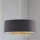 5-Light Dimmable Chandelier, Black Shade, Adjustable Height, Gold