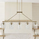 5-Light Linear Chandelier, Textured Glass Shades, Antique Brass