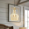 Pendant Light, Bell Glass Shade with Adjustable Hanging Cord, Gold