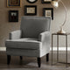 Track Arm Club Chair, Merlot Brown Wood Legs, Gray Polyester