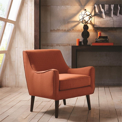 Accent Chair, Removable Seat Cushion, Burnt Orange Polyester
