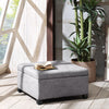Storage Ottoman, Foam Cushion, Dark Gray Polyester Upholstery 30"