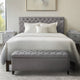 Storage Bench, 49" Button Tufted Padded Top, Gray Polyester