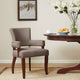 Dining Armchair, Nailhead Trim, Espresso Brown Cushion & Birch Wood