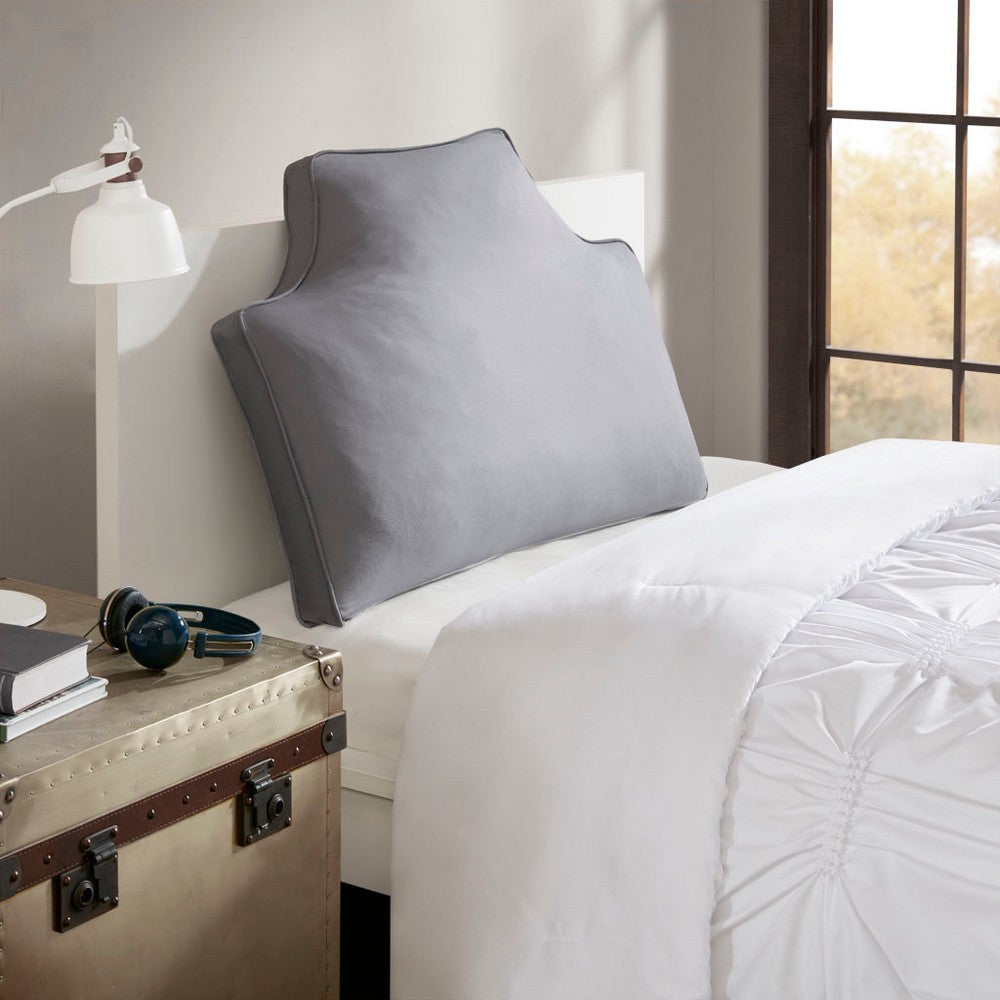 Scallop Headboard Pillow, Polyester Fill Gray Cotton Canvas, 26x34