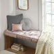 Square Floor Pillow Cushion, Scalloped, Tufted Blush Poly Chenille