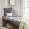 Square Floor Pillow Cushion, Scalloped, Tufted Gray Poly Chenille