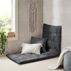 Lounge Floor Pillow Cushion, Tufted Charcoal Gray Poly Chenille