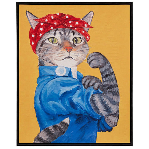 Wall Decor, Rosie the Feline Portrait, 17x21 Black Framed Canvas