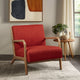 Accent Chair, Curved Arms, Spice Orange Polyester, Elm Brown Wood