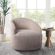 Swivel Barrel Chair, Sloped Arms, Foam Fill Cushions, Beige Boucle