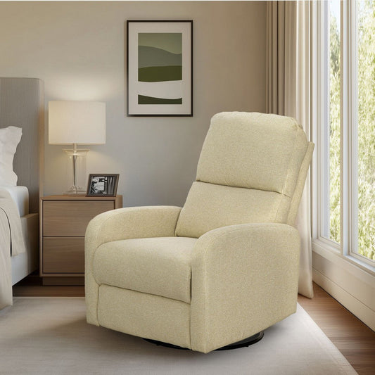 Swivel Glider Power Recliner, USB Ports, Side Pocket, Beige Fabric