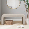 Waterfall Bench w Rounded Corners, Foam Cushion, Beige Boucle, 42"