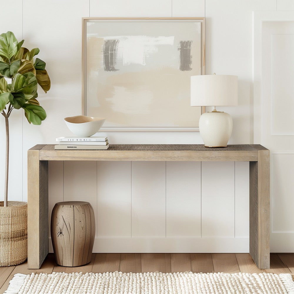 Counter-Height Console Table, Reclaimed Wheat Brown Wood, 64"