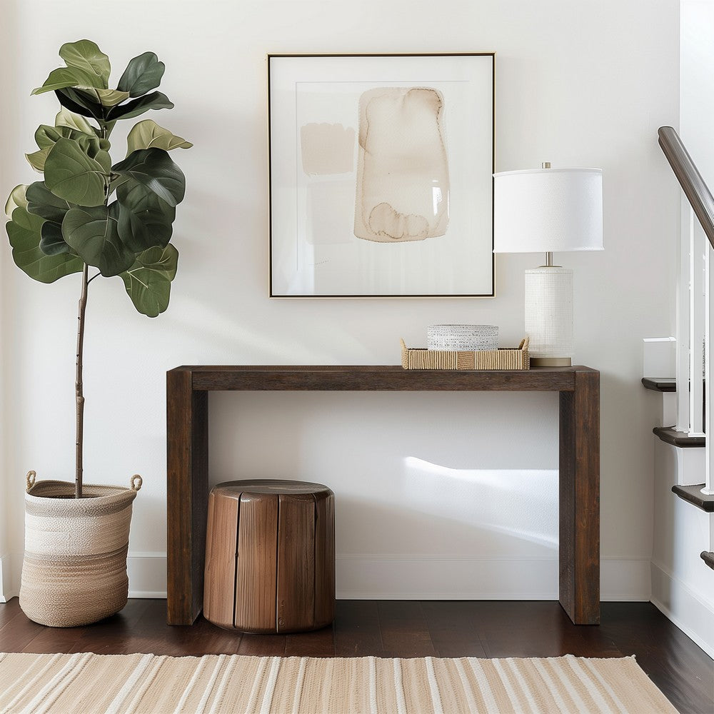 Counter-Height Console Table, Tobago Smoke Brown Wood, 54"