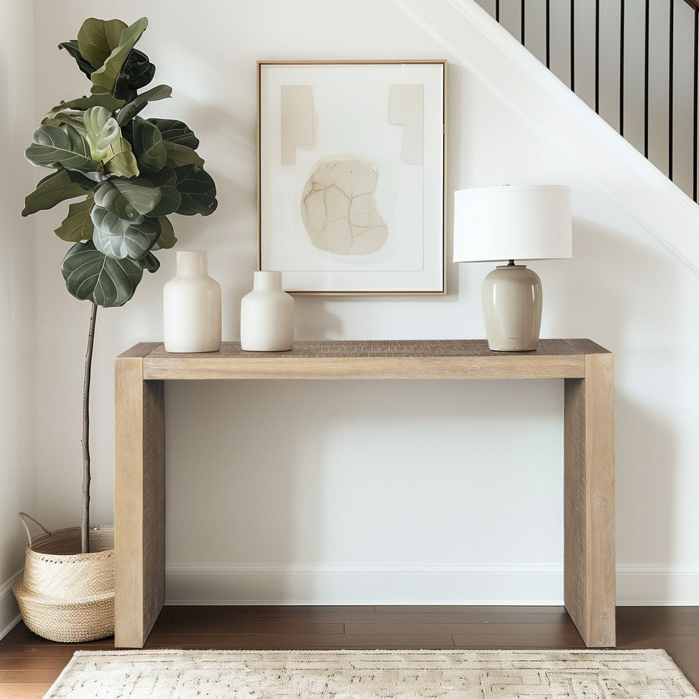 Counter-Height Console Table, Reclaimed Wheat Brown Wood, 54"