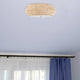 Flush Mount Ceiling Light, Handwoven Bamboo Shade, Natural Brown
