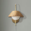 Wall Scone, Natural Rattan Weave Shade with Frosted Globe, Gold