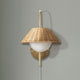 Wall Scone, Natural Rattan Weave Shade with Frosted Globe, Gold