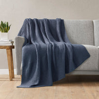 60 x 50 Throw Blanket, Knitted Acrylic, Blue, Mashine Washable