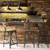 Barstool w Back, Amber Brown Acacia Wood Seat, Graphite Gray Frame