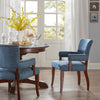 Dining Armchair, Nailhead Trim, Blue Cushion & Birch Wood