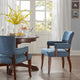 Dining Armchair, Nailhead Trim, Blue Cushion & Birch Wood