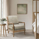 Accent Chair, Spindle Design, Nailheads on Gray Polyester, Brown