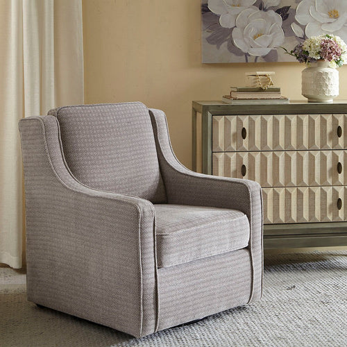 Swivel Chair, Wingback Curved Arms, Gray Chenille Upholstery