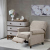 Push Back Recliner Chair, Sand Beige Polyester, Brown Solid Wood
