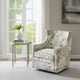 Swivel Glider Armchair, Curved Tufted Back, Blue Floral Printed