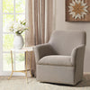 Swivel Glider Chair, Taupe Polyester, Flared Arms with Metal Base