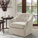 Swivel Accent Chair, Button Tufted, Beige Polyester Upholstery