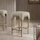 Counter Height Stool, Light Gray Cushioned Seat, Wood Spindle Legs