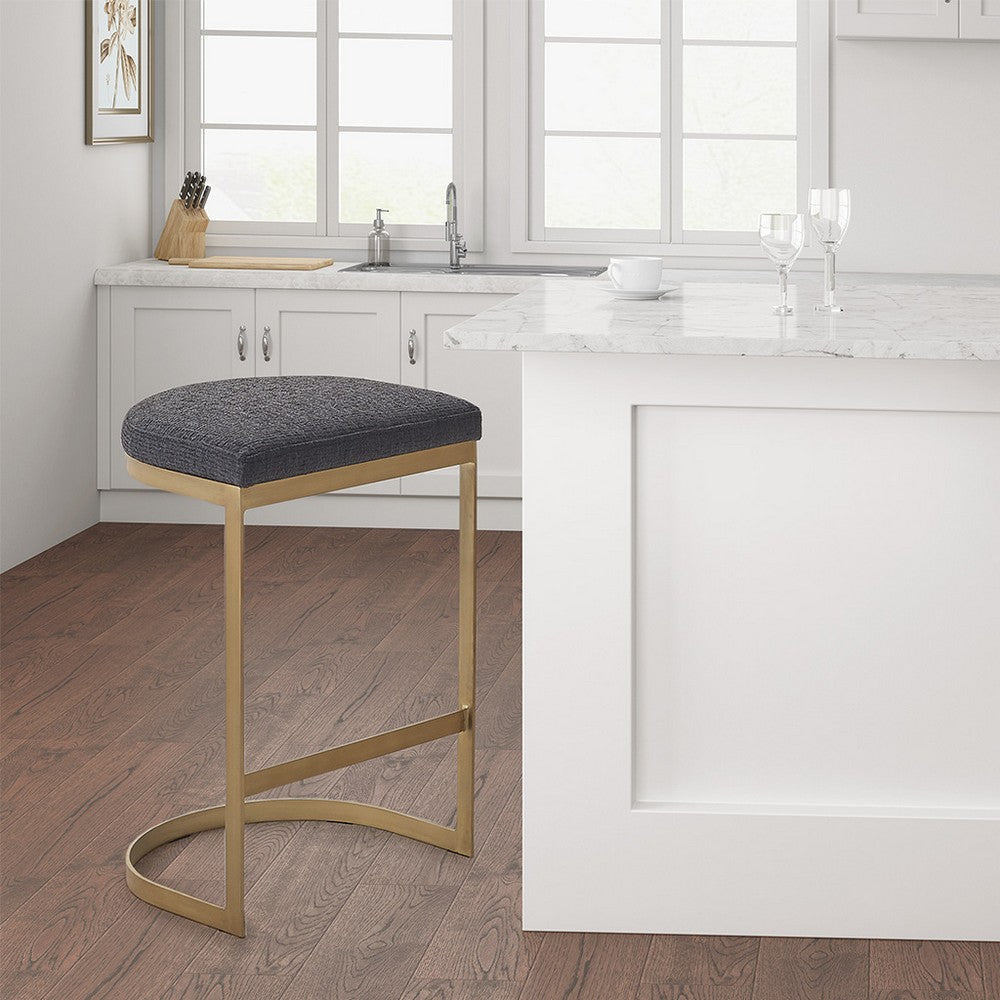 25" Counter Height Stool, Dark Gray Cushion with Metal Frame