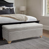 Storage Bench, 52" Button Tufted Seat, Wood Legs, Gray Polyester
