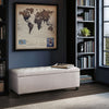 Storage Bench, 49" Button Tufted Top, Natural Gray Polyester