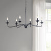6-Light Chandelier, Matte Black Metal Frame, Farmhouse Style