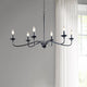 6-Light Chandelier, Matte Black Metal Frame, Farmhouse Style