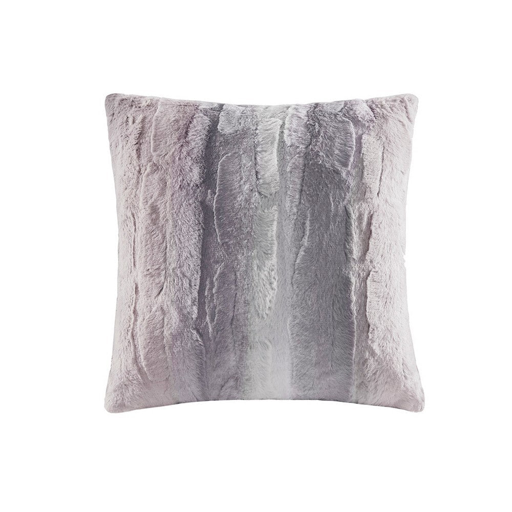 20 x 20 Square Decorative Pillow, Faux Fur, Polyester Fill, Gray