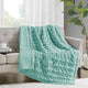 60 x 50 Throw Blanket, Ruched Faux Fur, Polyfill, Aqua Green