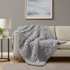 60 x 50 Throw Blanket, Polyester Chenille, Wide Knitted, Gray