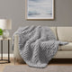 60 x 50 Throw Blanket, Polyester Chenille, Wide Knitted, Gray