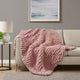 60 x 50 Throw Blanket, Polyester Chenille, Wide Knitted, Pink