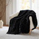 60 x 50 Throw Blanket, Ruched Solid Faux Fur, Polyfill, Black