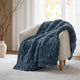 60 x 50 Throw Blanket, Ruched Solid Faux Fur, Polyfill, Slate Blue